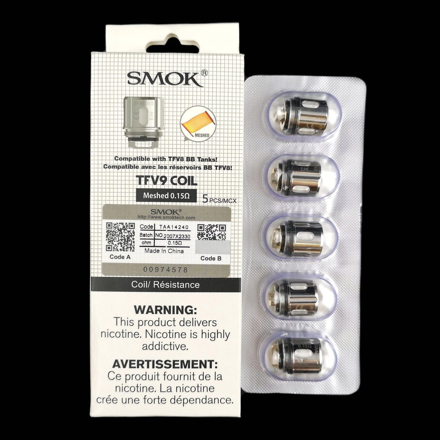 SMOK TFV9 Coil 5pk - 0.15ohm Meshed
